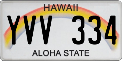 HI license plate YVV334