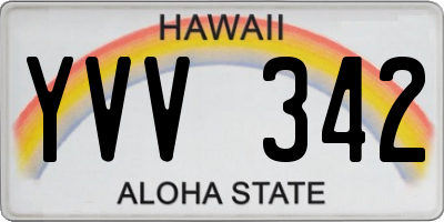 HI license plate YVV342