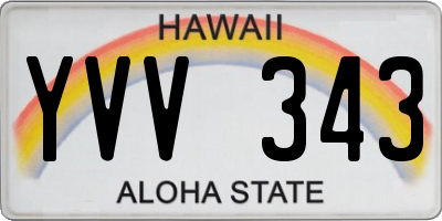 HI license plate YVV343