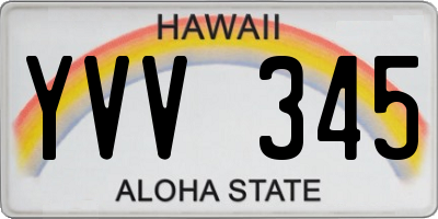 HI license plate YVV345