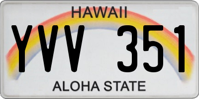 HI license plate YVV351