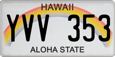 HI license plate YVV353