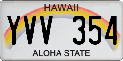HI license plate YVV354