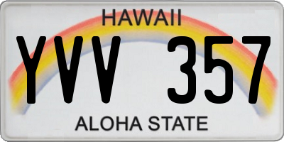 HI license plate YVV357