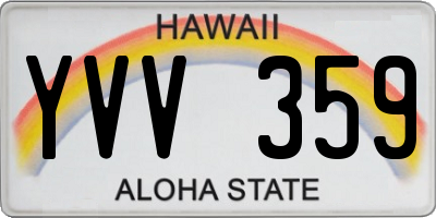 HI license plate YVV359