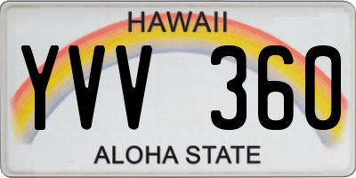 HI license plate YVV360