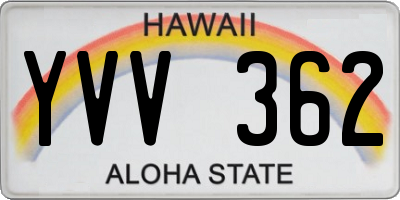 HI license plate YVV362
