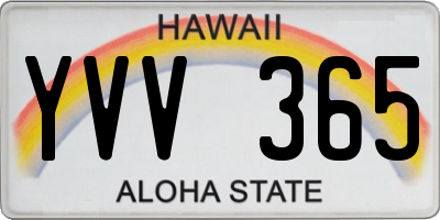 HI license plate YVV365