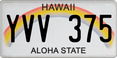HI license plate YVV375