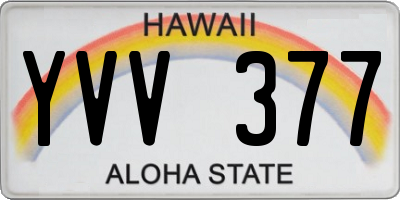 HI license plate YVV377