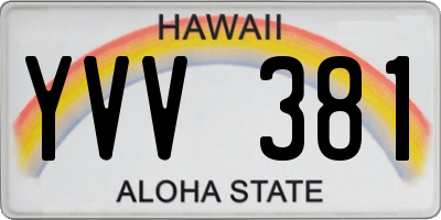 HI license plate YVV381