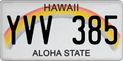 HI license plate YVV385