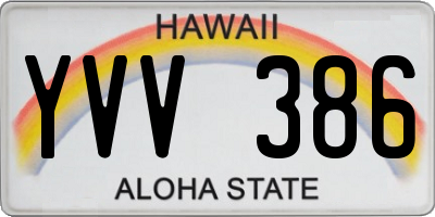 HI license plate YVV386