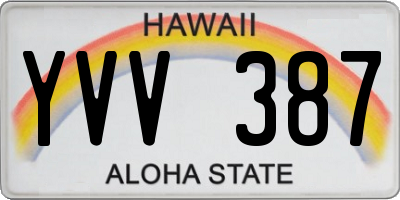HI license plate YVV387