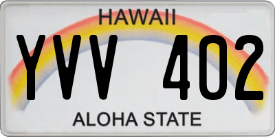 HI license plate YVV402