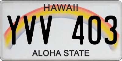 HI license plate YVV403