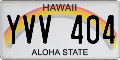 HI license plate YVV404