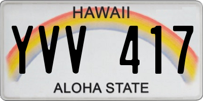 HI license plate YVV417