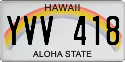 HI license plate YVV418