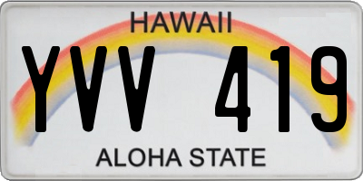 HI license plate YVV419