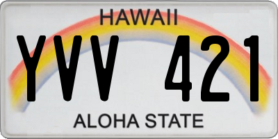 HI license plate YVV421