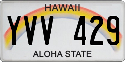 HI license plate YVV429
