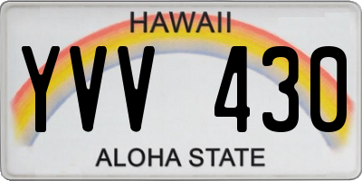 HI license plate YVV430