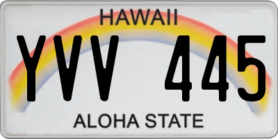 HI license plate YVV445