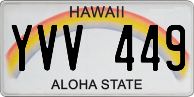 HI license plate YVV449