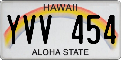 HI license plate YVV454