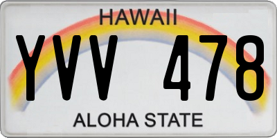 HI license plate YVV478