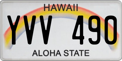 HI license plate YVV490