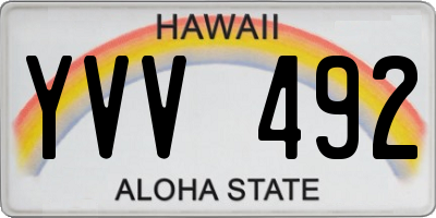 HI license plate YVV492