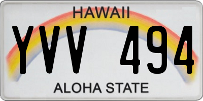 HI license plate YVV494