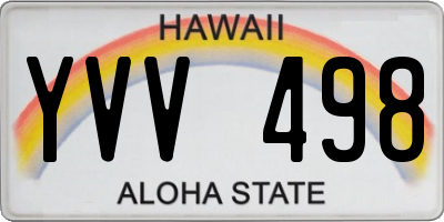 HI license plate YVV498