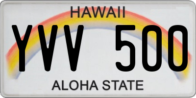 HI license plate YVV500