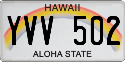 HI license plate YVV502