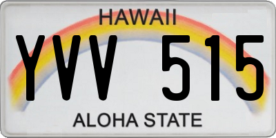 HI license plate YVV515