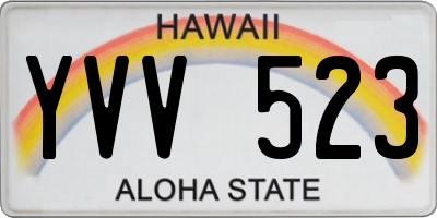 HI license plate YVV523