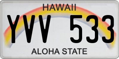 HI license plate YVV533