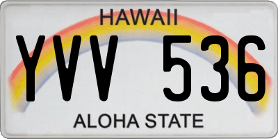 HI license plate YVV536