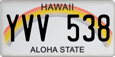 HI license plate YVV538