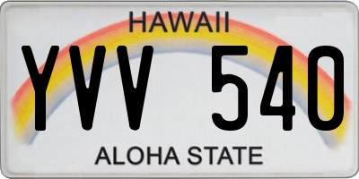 HI license plate YVV540