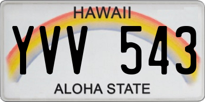 HI license plate YVV543