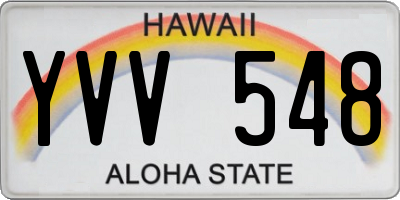 HI license plate YVV548