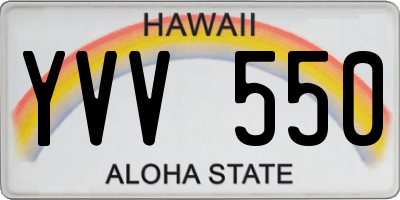 HI license plate YVV550