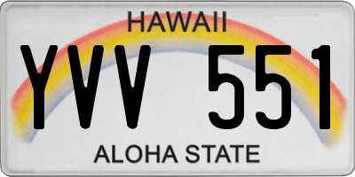 HI license plate YVV551