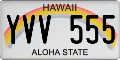 HI license plate YVV555