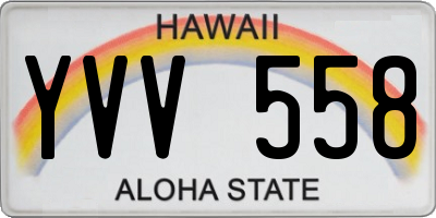 HI license plate YVV558