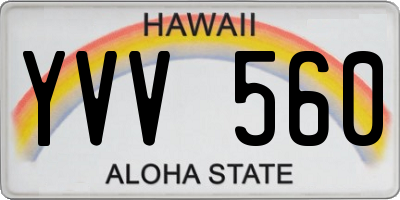 HI license plate YVV560